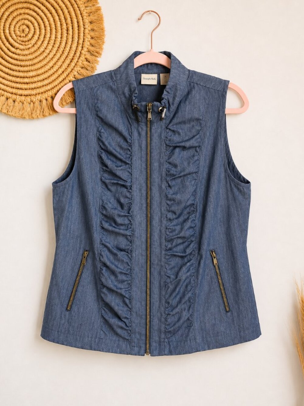 Chico's Zenergy Neema Indigo Ruched Zip Front Athletic Travel Vest SZ Medium - Picture 10 of 10